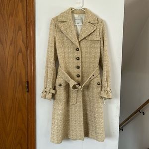 Banana Republic Classic Chamois Tweed Cotton Wool Trench Coat